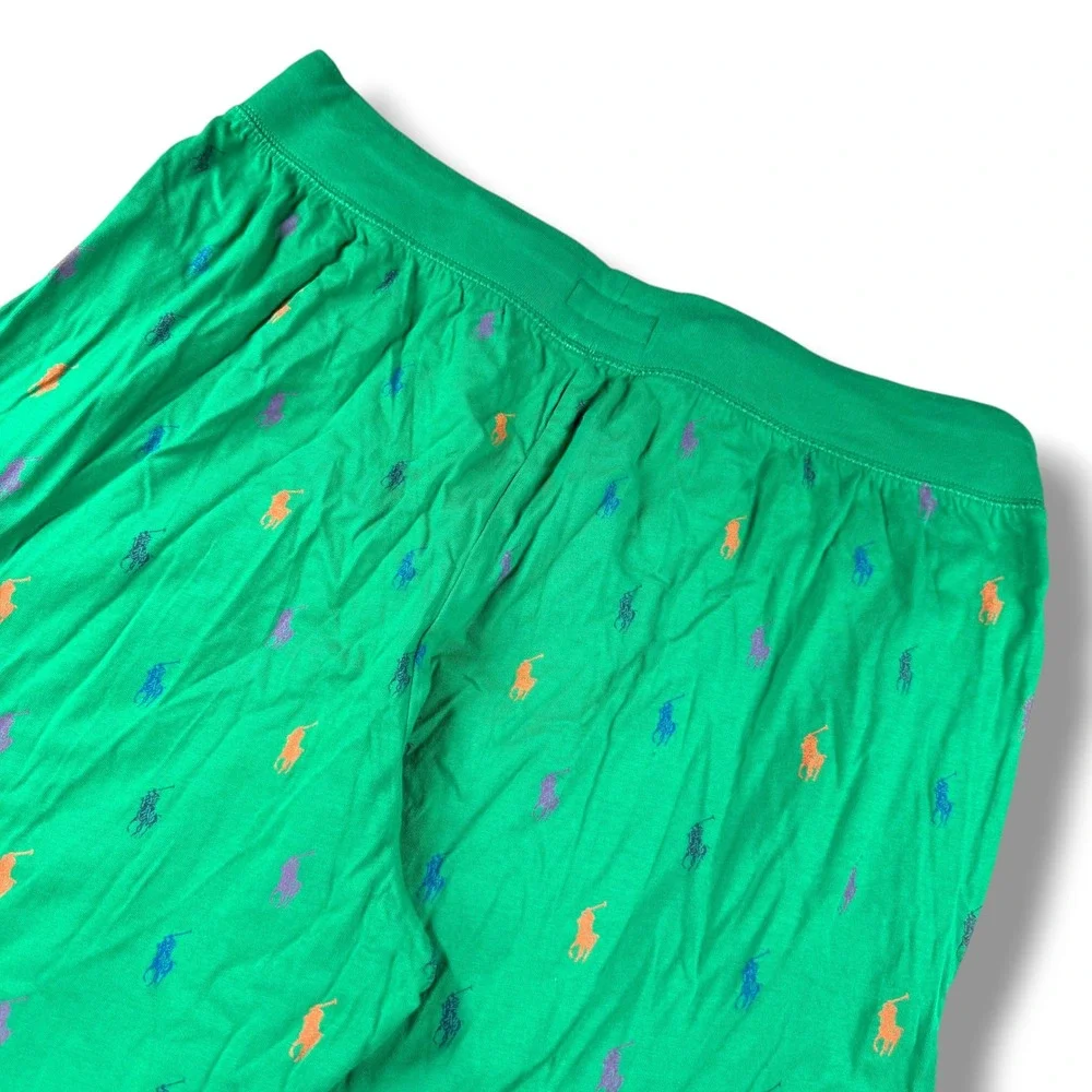 Polo Ralph Lauren Mens Green All Over Pony Print Pajama Jogger Pants Size Large